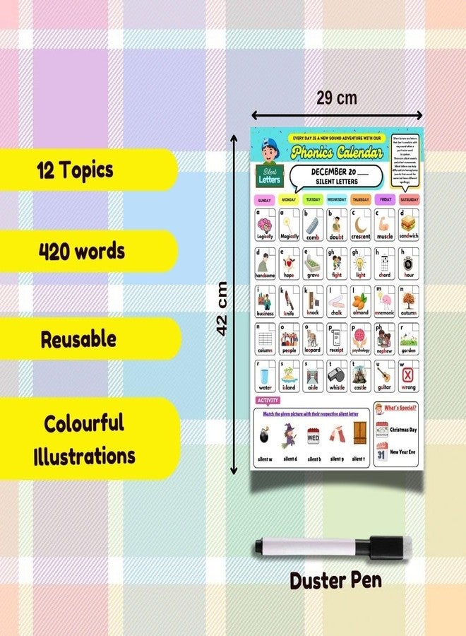EDUSTAR Phonics Calendar for Kids | Interactive Learning Tool for Daily Phonics Practice | Fun & Engaging Activities for Early Reading Success - Image 3